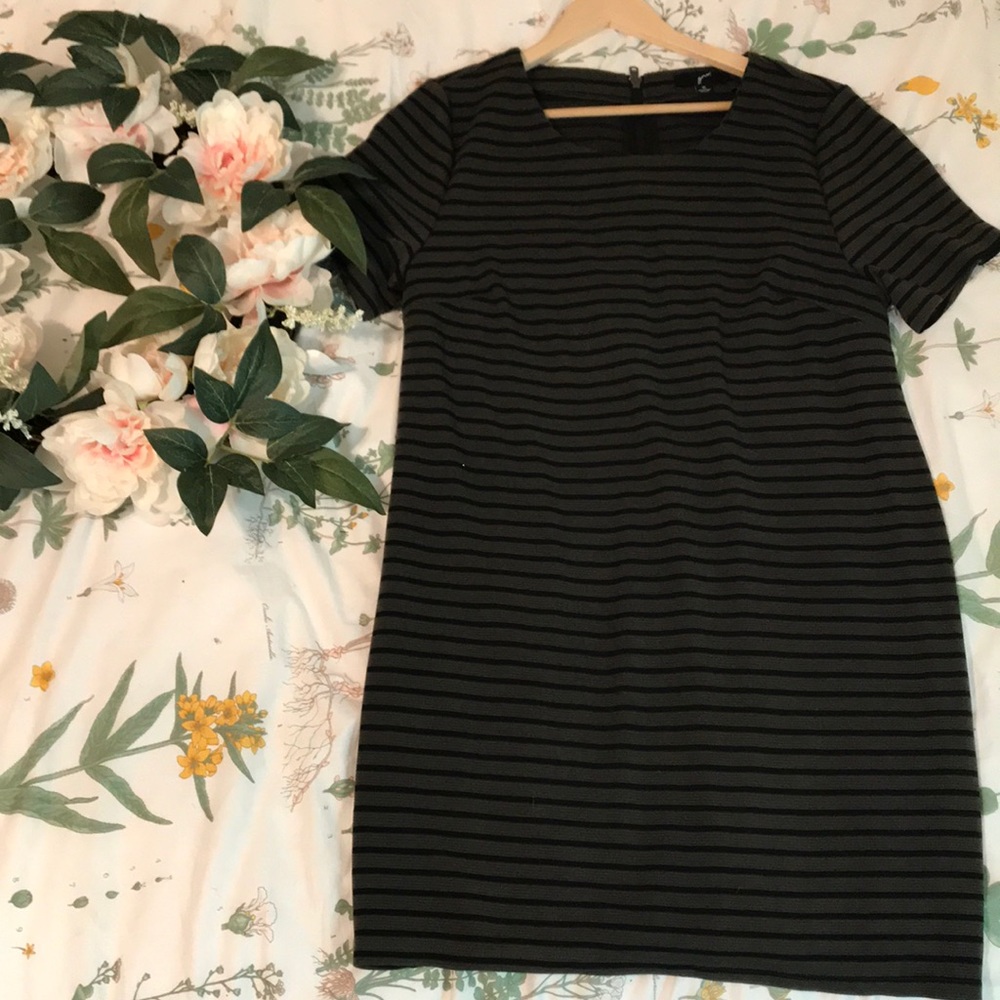Dark Green and Black Ribbed Dress